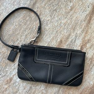 Black Leather coach wristlet